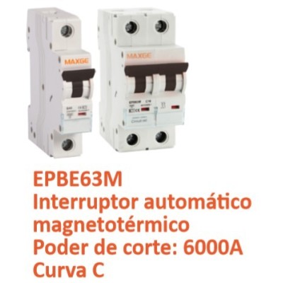 EPBE63M1C06 Interruptor magnetotermico Alpha+ residencial. 1P, 6A, Curva C. 6kA