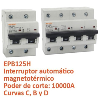 EPB63M4C40 Interruptor magnetotermico Alpha+ industrial. 4P, 40A, Curva C.  6kA
