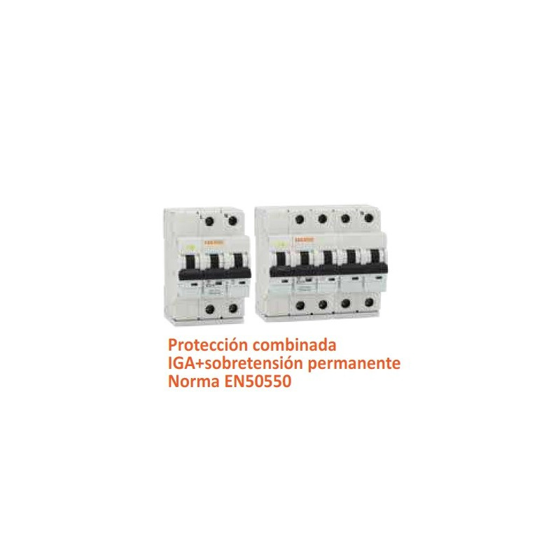 Protector Combinada IGA con Sobretensiones Permanente y transitorias 2  Polos 40A Maxge